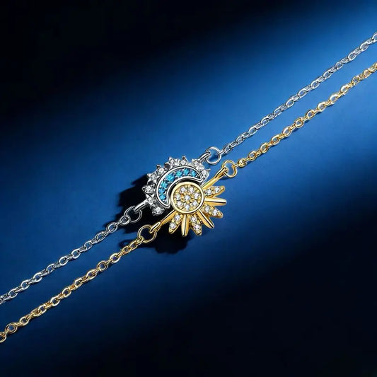 Sun and Moon Zirconia Bracelet Trendy Couple's Fashion