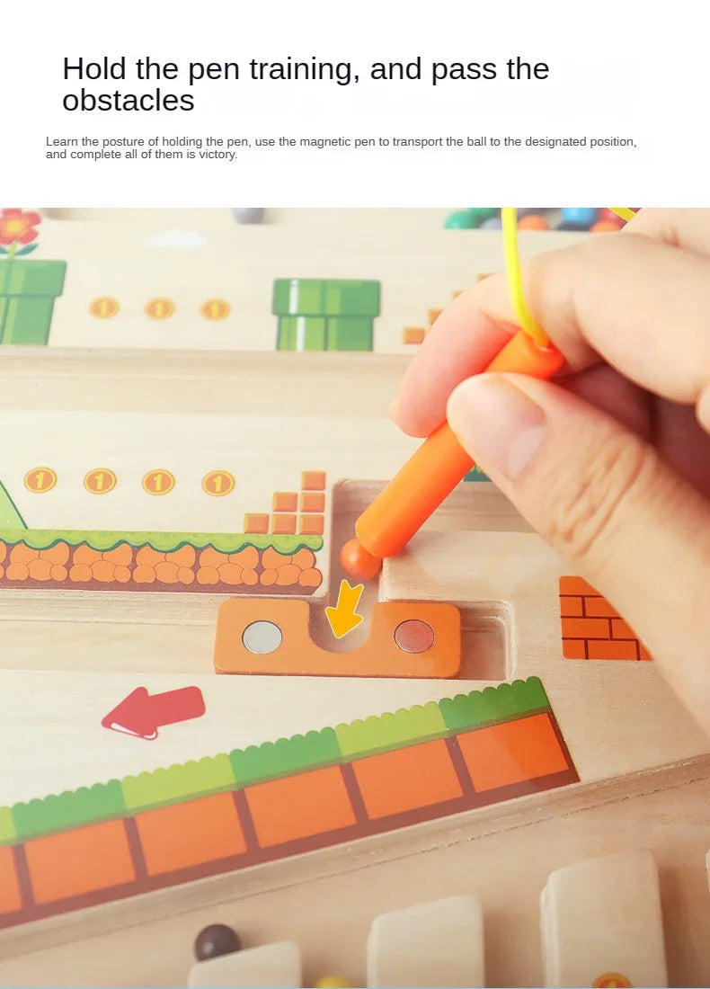 Children Magnetic Color and Number Maze Wooden Puzzle