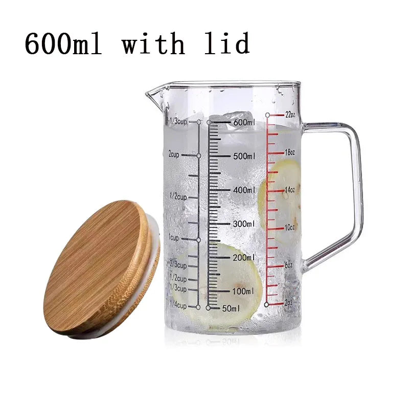 Heat-resistant Glass Measuring Cup With Wood Lid