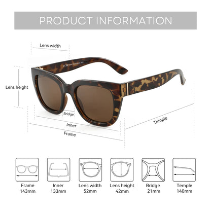 Retro Square Polarized Sunglasses for Women Vintage Sun Glasses