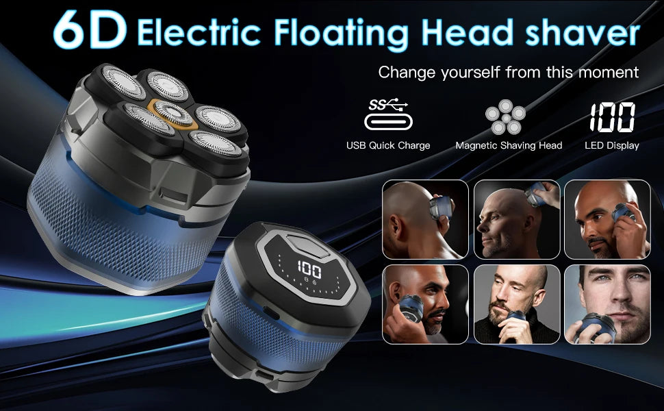 Electric Head Shavers for Bald Men 6D Magnetic Razor
