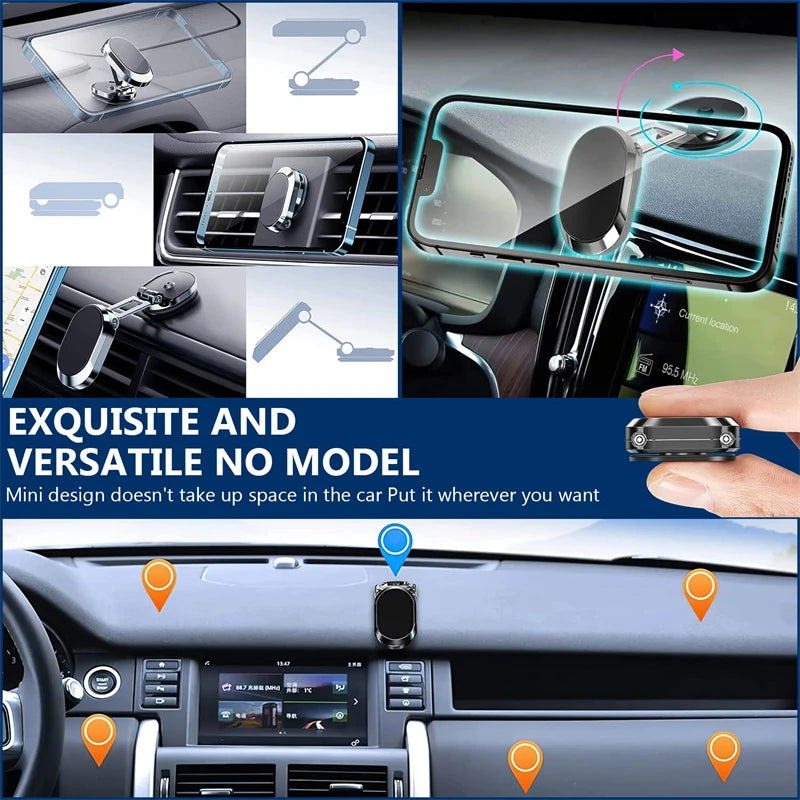 Aluminum Alloy Folding Magnetic Car Phone Holder 360° Rotation