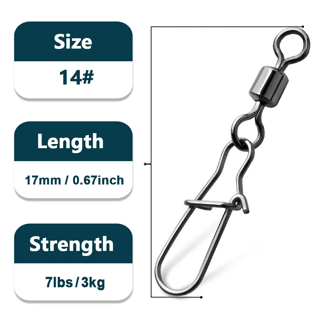 Duo-Lock Snap Swivels 50~200Pcs Fishing Swivel Snap