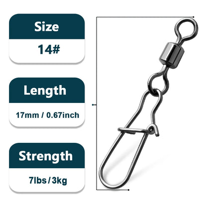 Duo-Lock Snap Swivels 50~200Pcs Fishing Swivel Snap