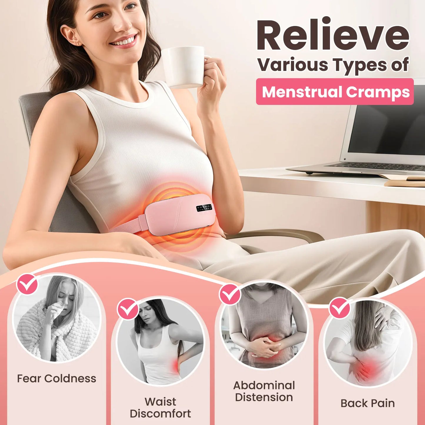 Electric Heating Pad Menstrual Cramp Massager Belt Women