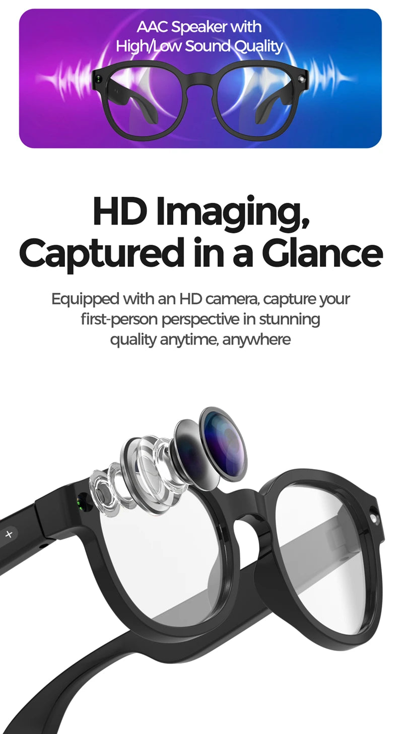 Lenovo AI Smart Glasses AI Translation 8MP HD Camera