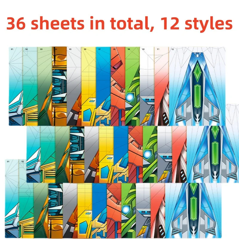 36Pcs DIY Children's Origami Airplane Parent-Child Full-Color