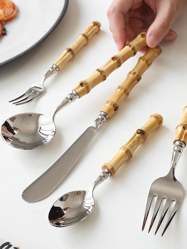 Sle l Wood Handle Dining Utensils Set