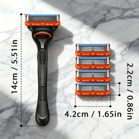 Men's 5-Blade Manual Safety Razor Features 6 layers
