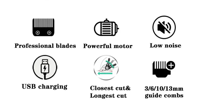 Professional Hair Clipper Lithium Battery Trimmer