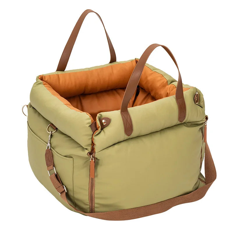 Dog Car Seat with Safety Belt - Non-Slip Pet Car Bed for Small Dogs,