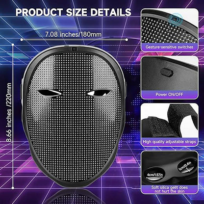 Led Mask with Bluetooth App Control Programmable Face Transforming Light up
