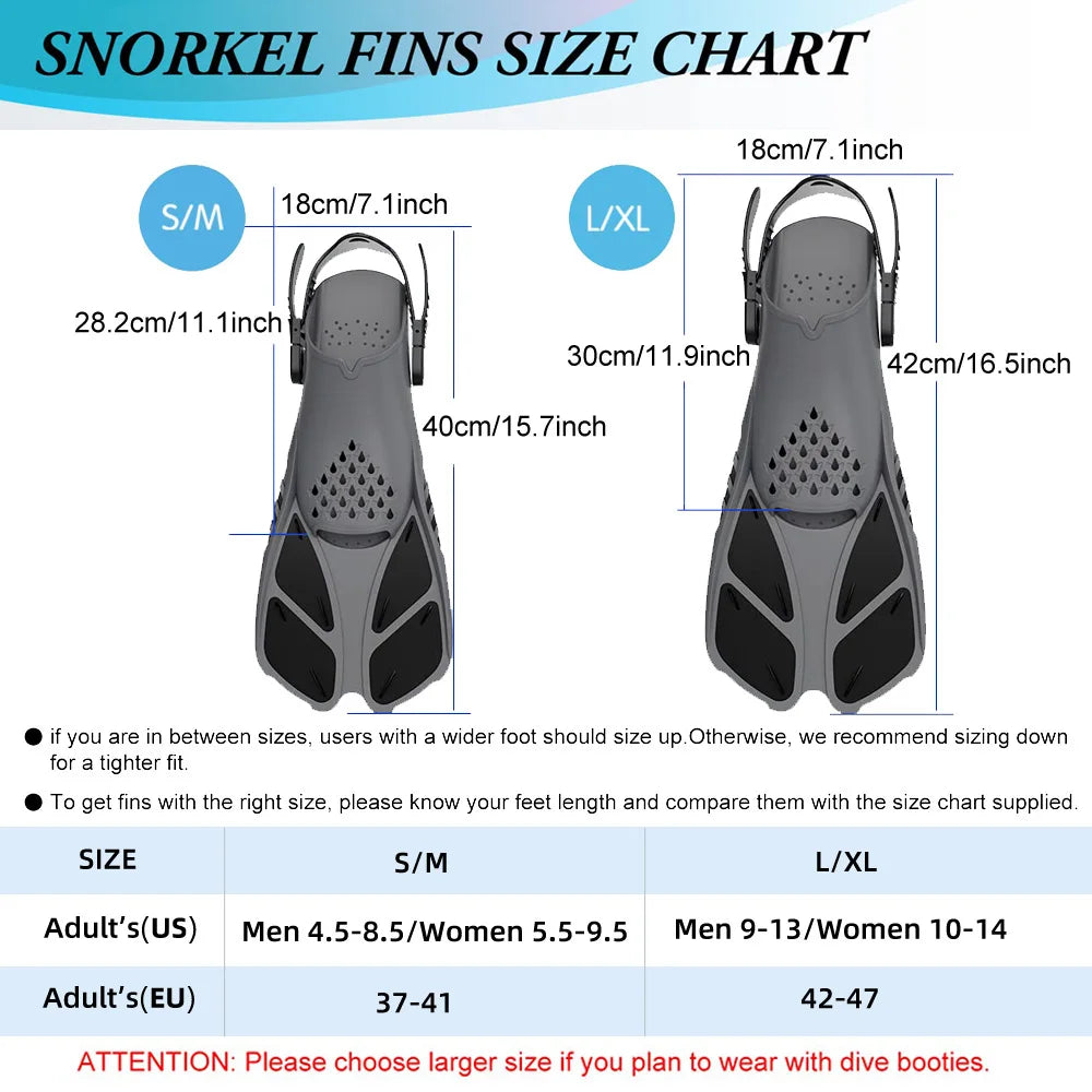 Snorkel Fins Swimming Flippers Adjustable Buckles