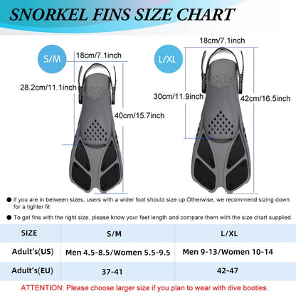 Snorkel Fins Swimming Flippers Adjustable Buckles