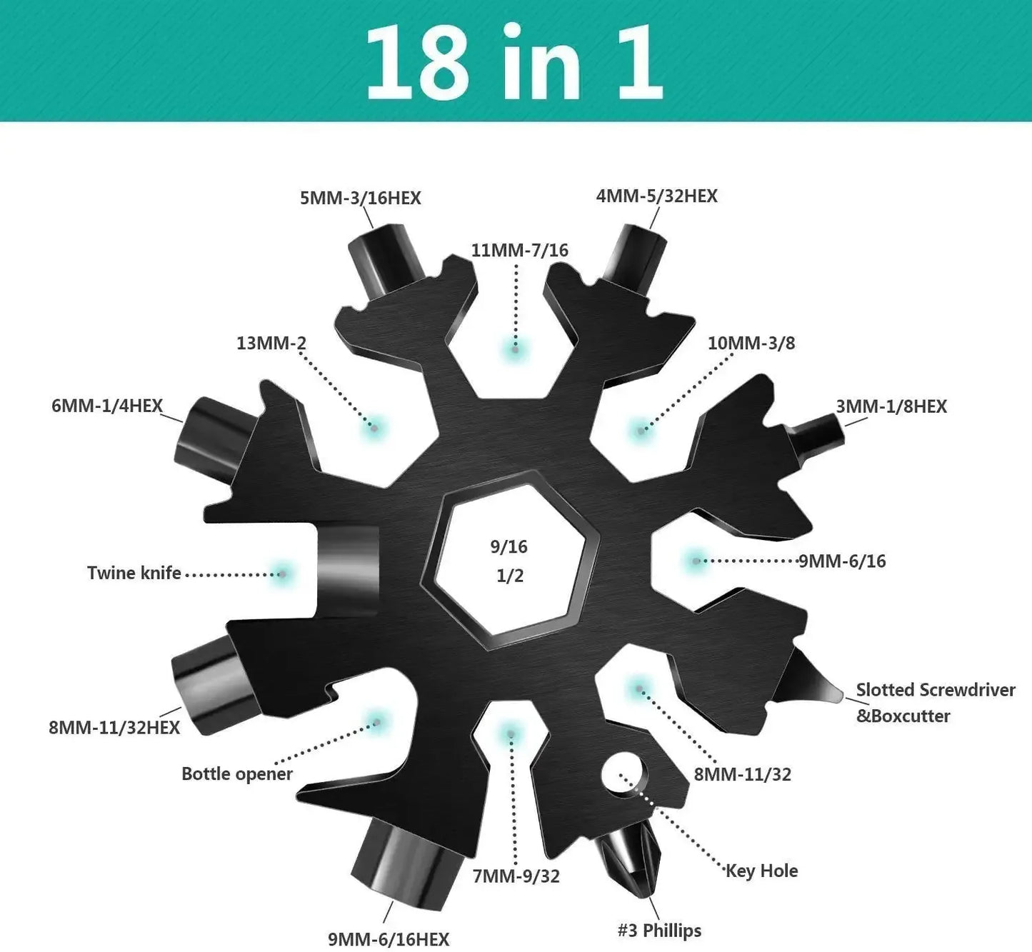 18-in-1 Snowflake Multi-Tool Snowflake Torque Wrench Tools
