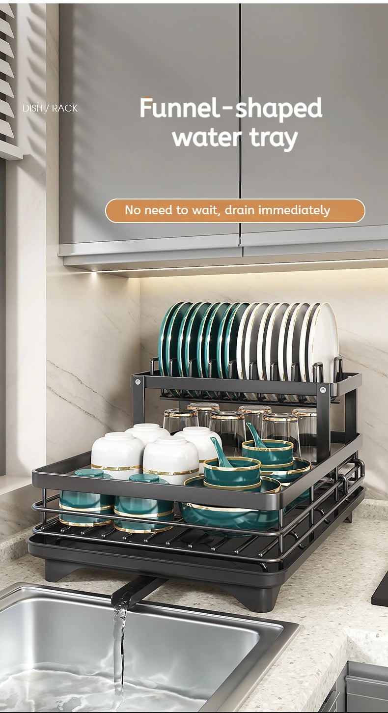 Stainless Steel Dish Drying Rack Adjustable Kitchen Plates