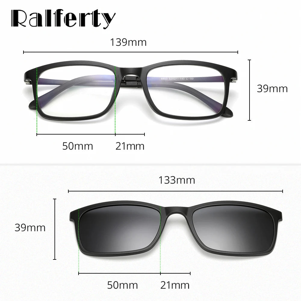 5 In 1 Magnetic Clip On Glasses TR90 Optical Eyeglass