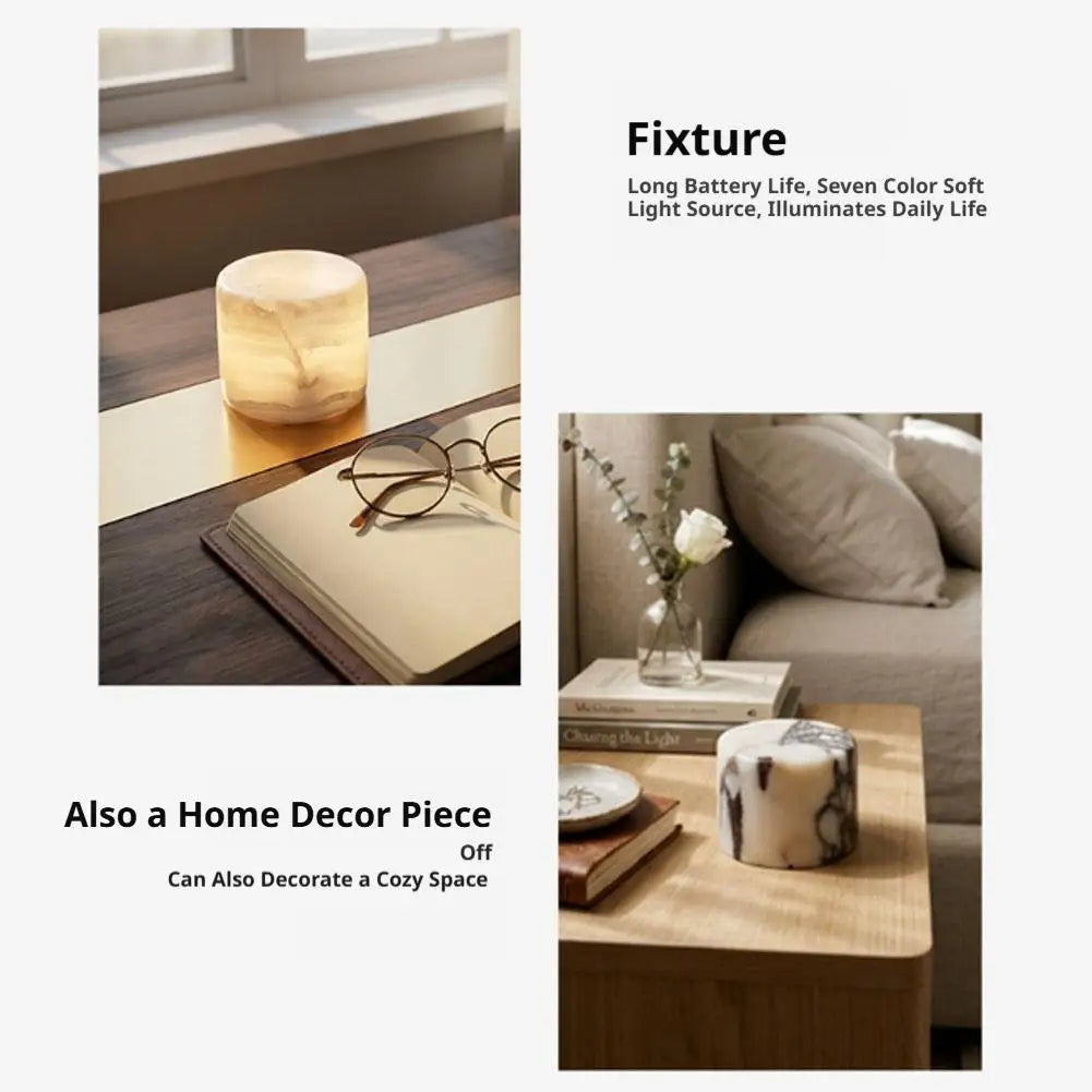 Marble Lamp Luxury Stone Table Lamp Touch Control LED Color