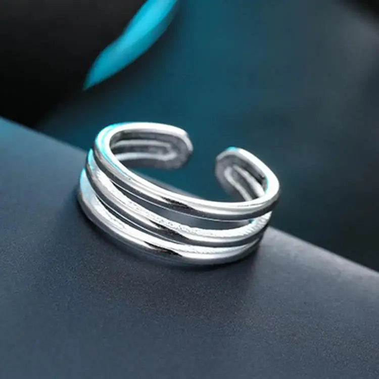 VENTFILLE 925 Sterling Silver Finger Rings Hollow Chain