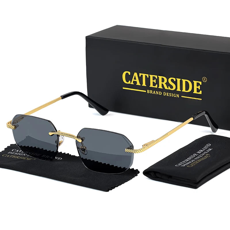 New Retro Rimless Sunglasses Men's Polygon Brand Designer