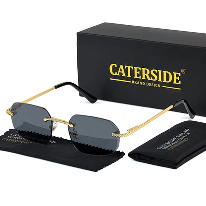 New Retro Rimless Sunglasses Men's Polygon Brand Designer