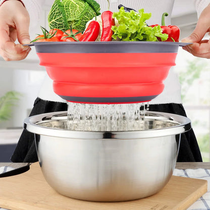 Silicone Folding Drain Basket Fruit Vegetable Washing Basket