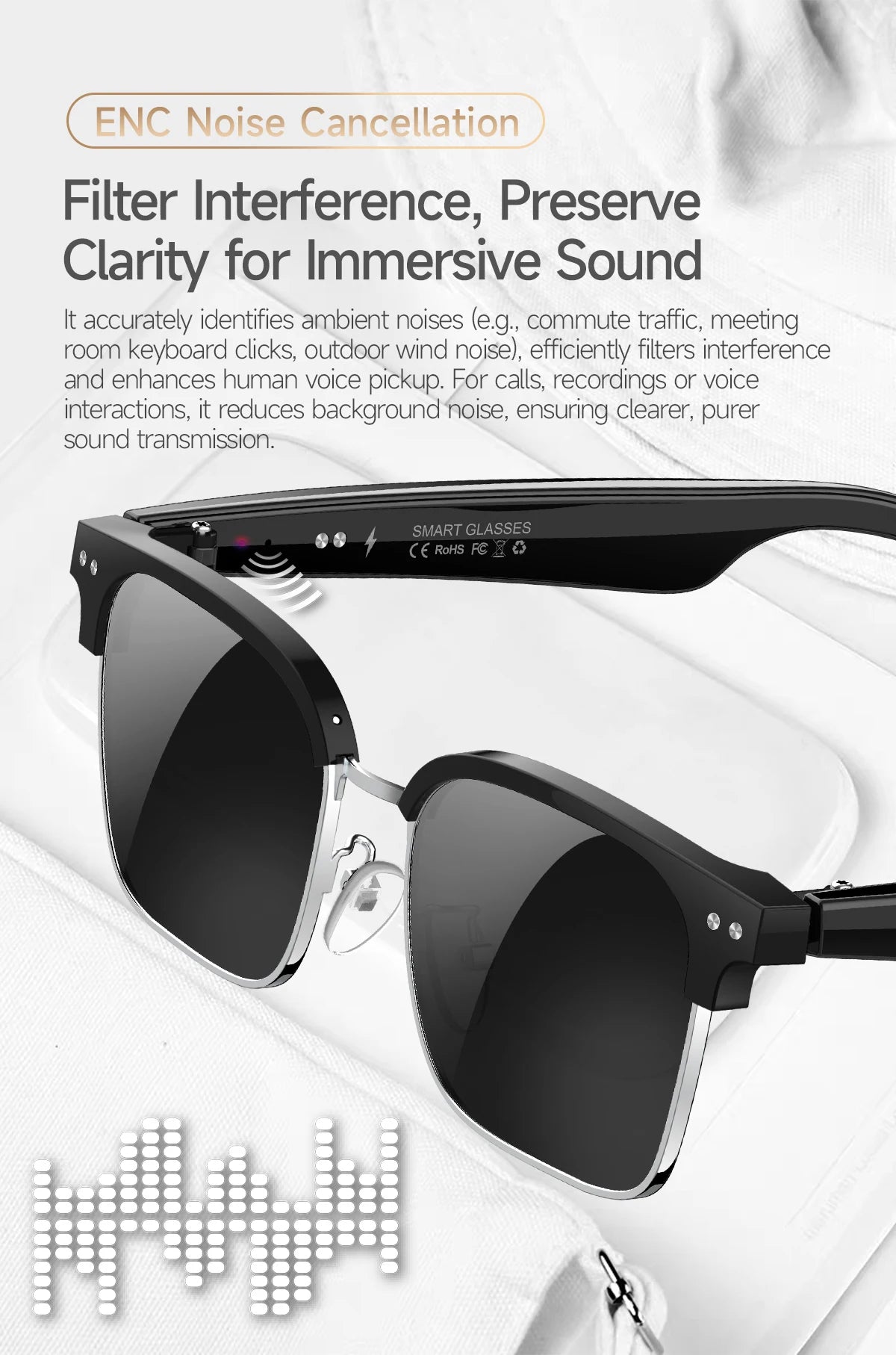 New Business Style Smart Glasses W100D Bluetooth Call AI