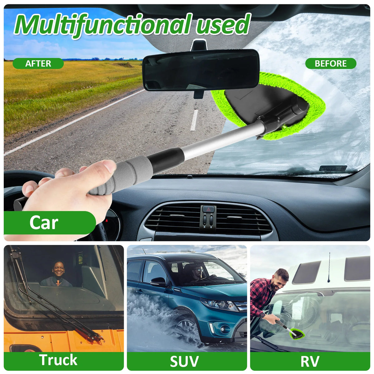 Car Windshield Cleaner Brush with 180°Rotating Cleaning Head