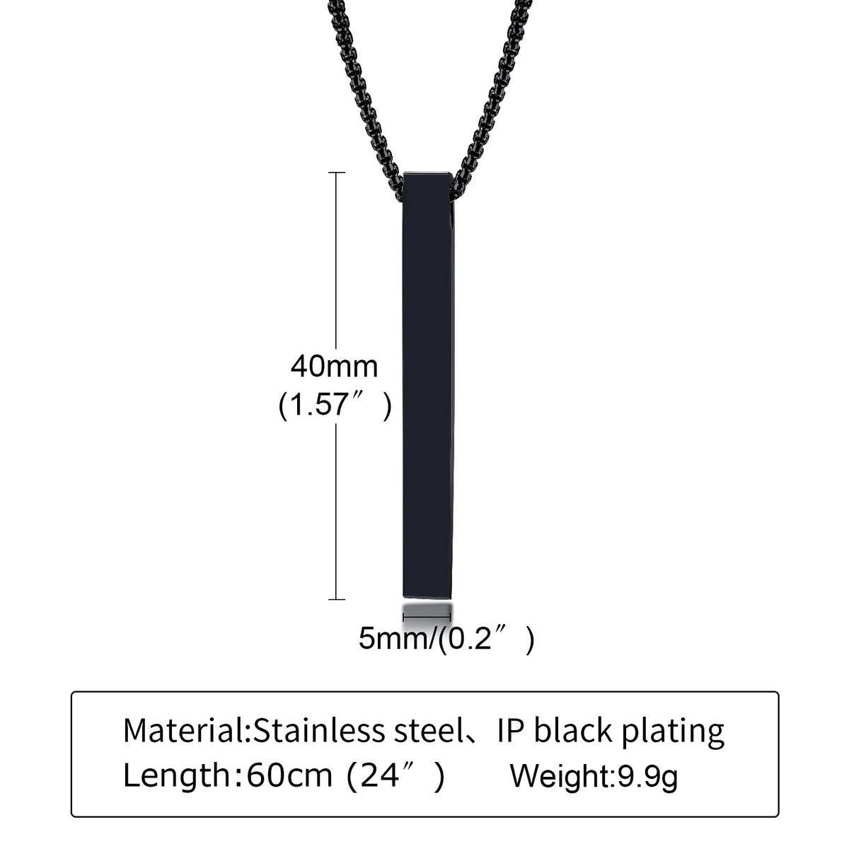 Waterproof Pillar Necklaces for Men Women Stainless Steel