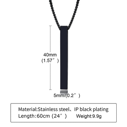 Waterproof Pillar Necklaces for Men Women Stainless Steel