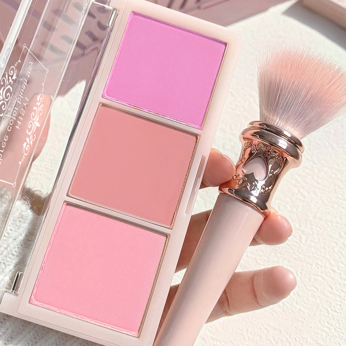 Three color blush tray rouge makeup