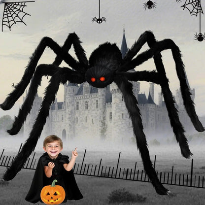 Giant Black Plush Spider Halloween Decoration Props