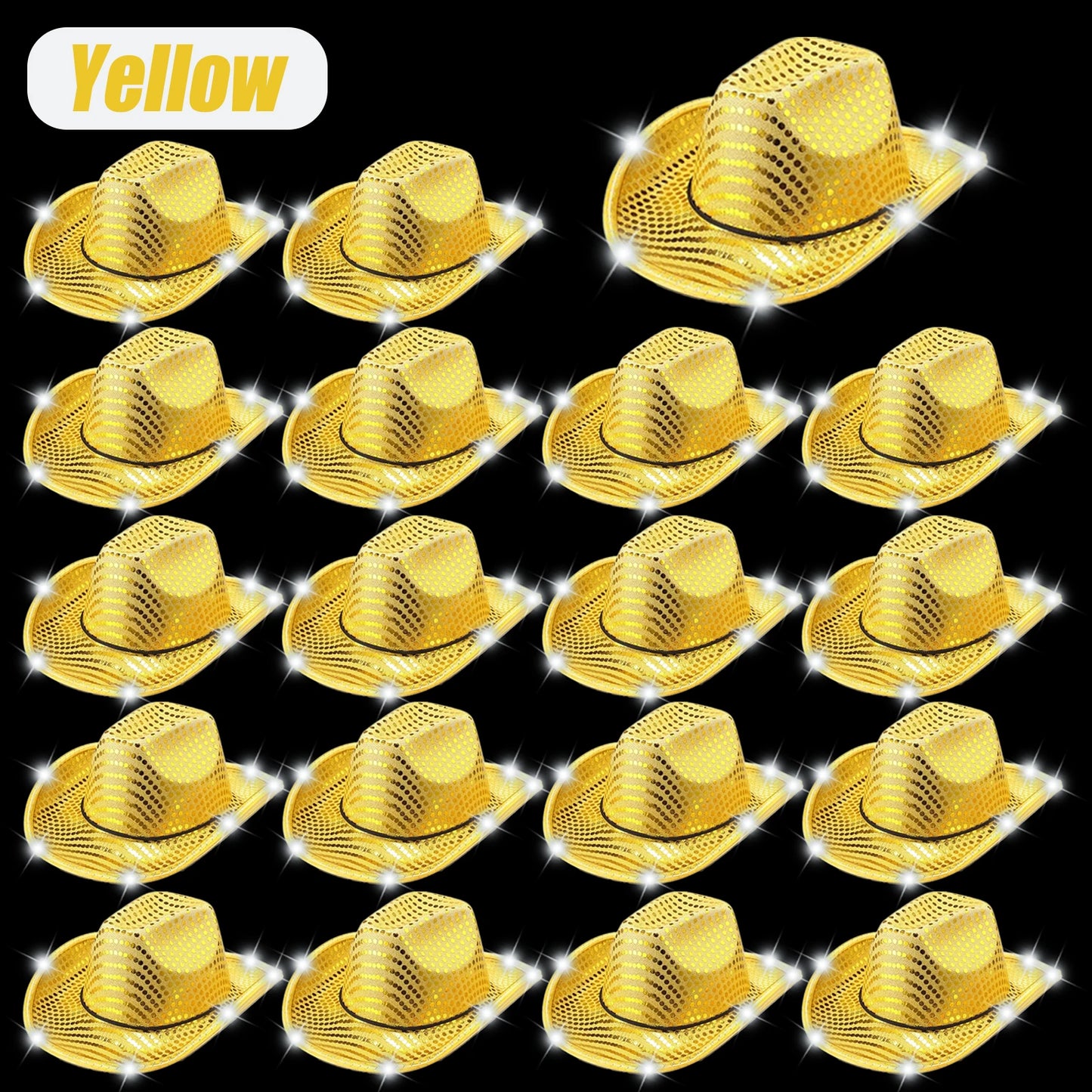LED Cowboy Hats Bulk for Wedding Lighting up Party Hats