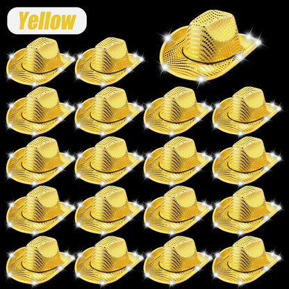LED Cowboy Hats Bulk for Wedding Lighting up Party Hats