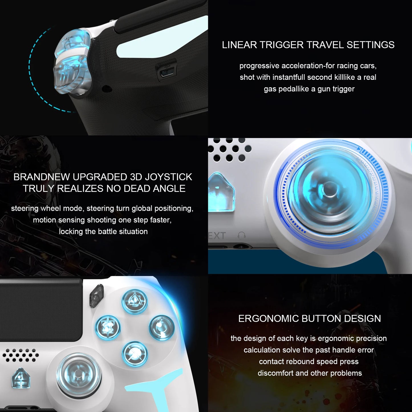 GAMINJA Wireless Game Controller For PS4 PS3 Console