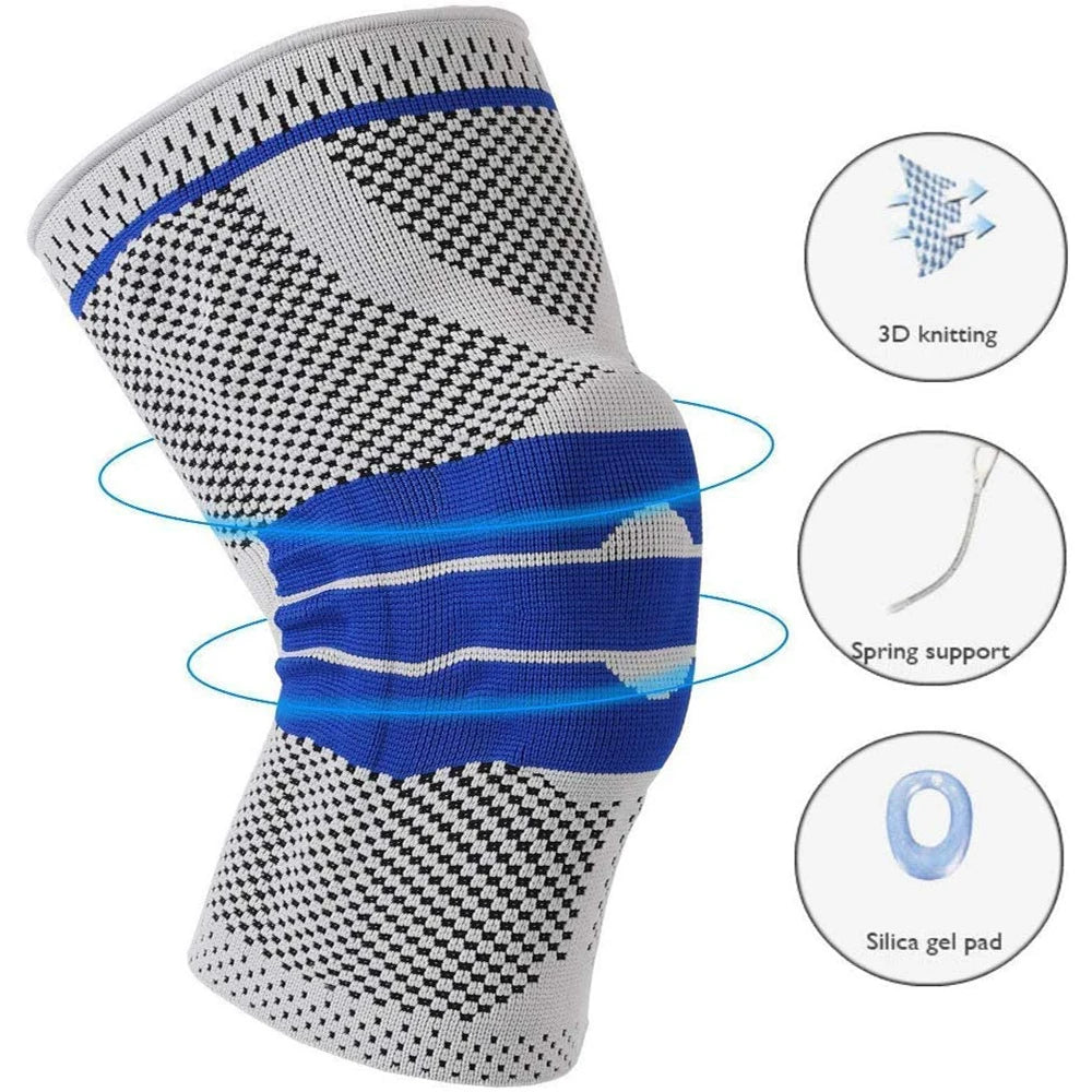Silicone Padded Knee Pads Supports Brace Basketball Fitness