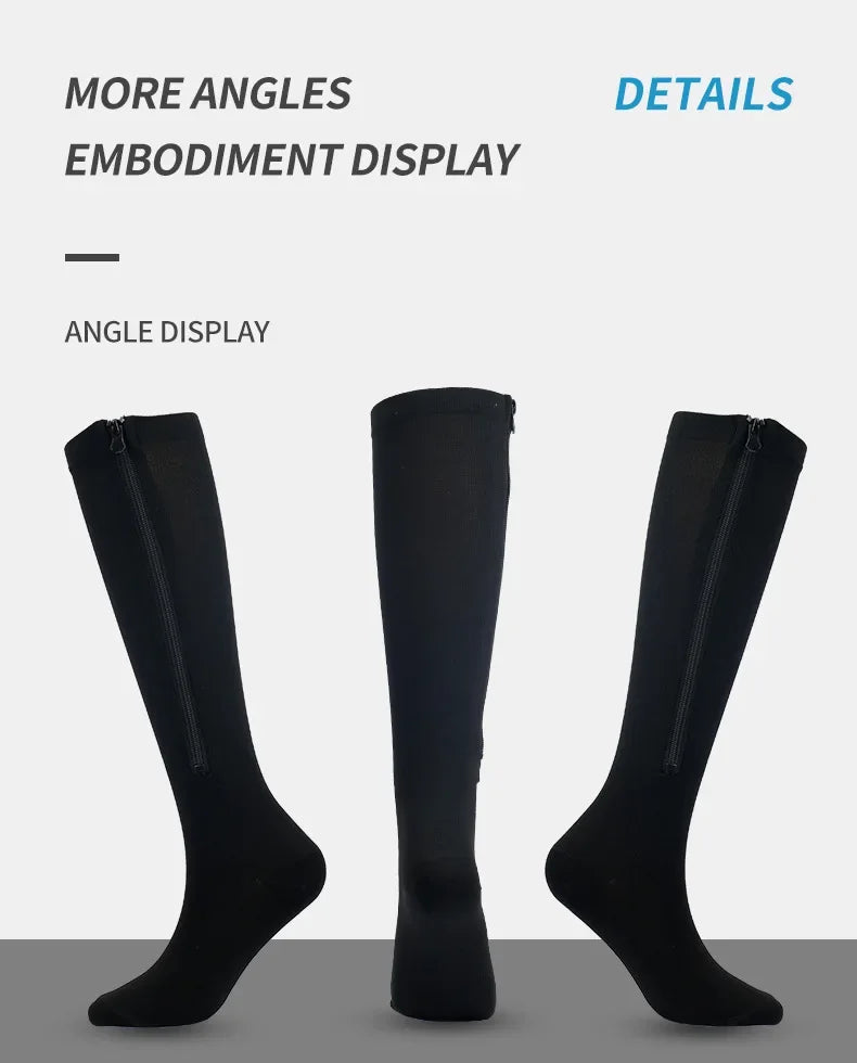 1 Pair Zipper Compression Socks Women Men Pain Relief