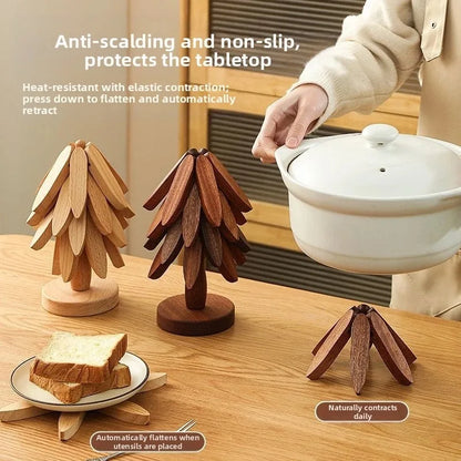 Tree Design Stand Wooden Trivets Decorative Anti Scald