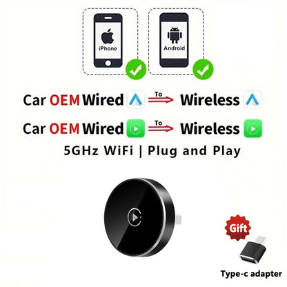 2in1 Wired To Wireless CarPlay Adapter Android Auto Dongle
