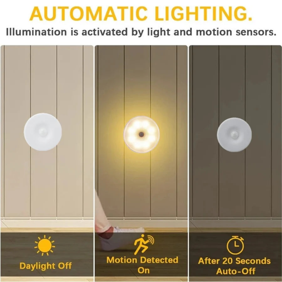 Motion Sensor Light Led USB NightLights Rechargeable Lamp