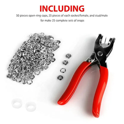Prong Rings 9.5mm Buckle Buttons Metal Color Pliers Snap