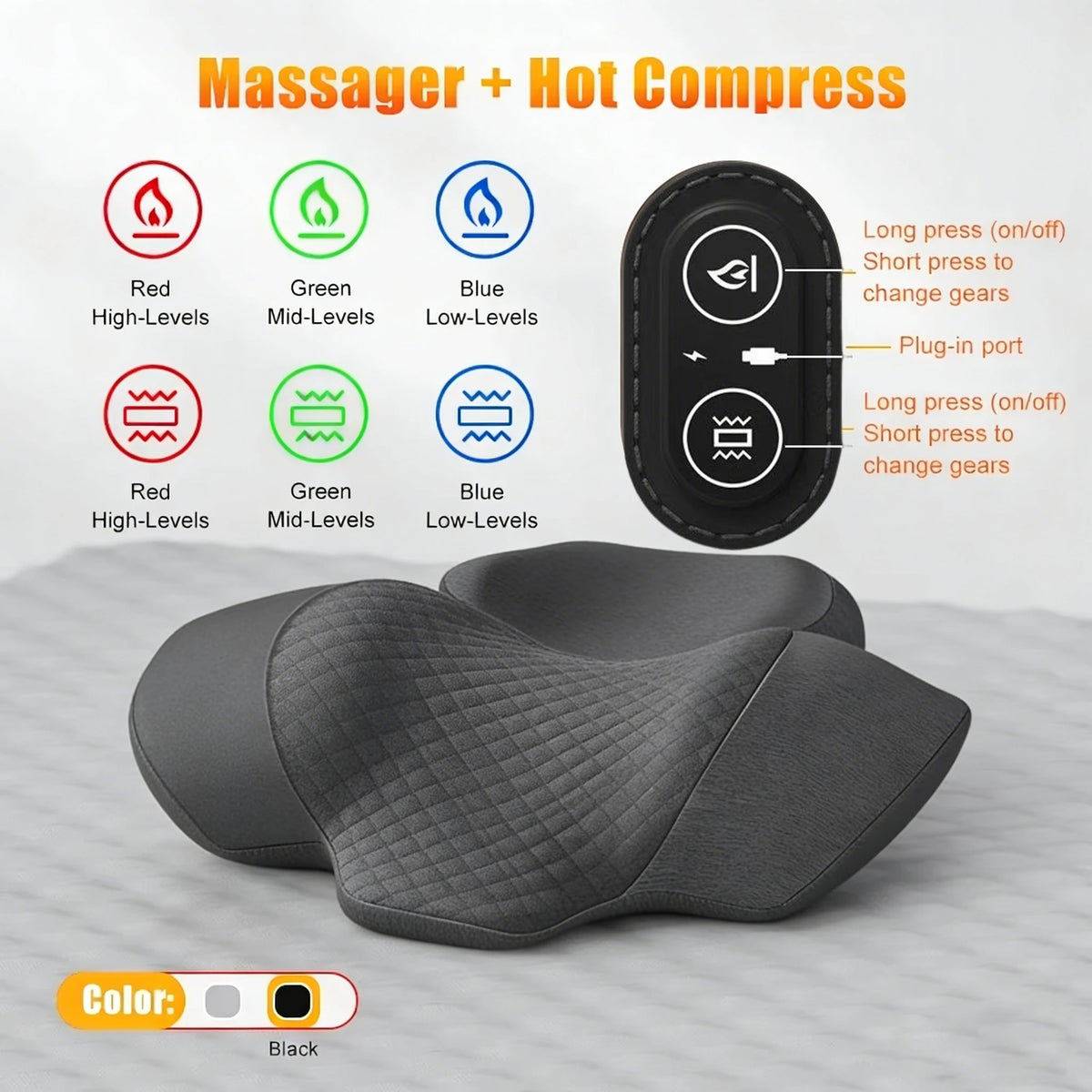 Neck Massage Pillow Heating Vibration Neck Massage
