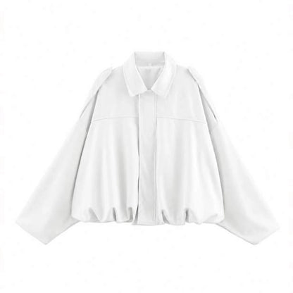 Women's Street Fashion Solid Coats Bat Sleeves Vintage Jackets
