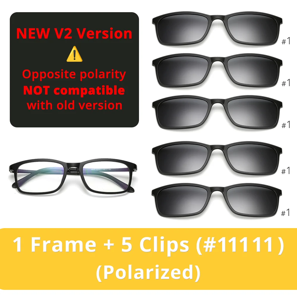 5 In 1 Magnetic Clip On Glasses TR90 Optical Eyeglass