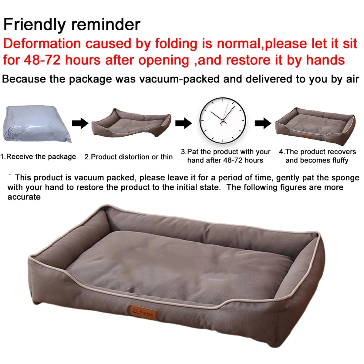 Four Season Square Dog Bed for Large Dog Mattress Bite-resistant Cat Bed