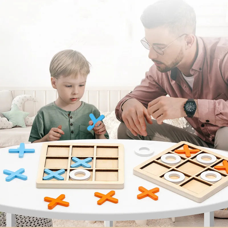 Montessori Chess Play Wooden Jigsaw Toy Game Interaction