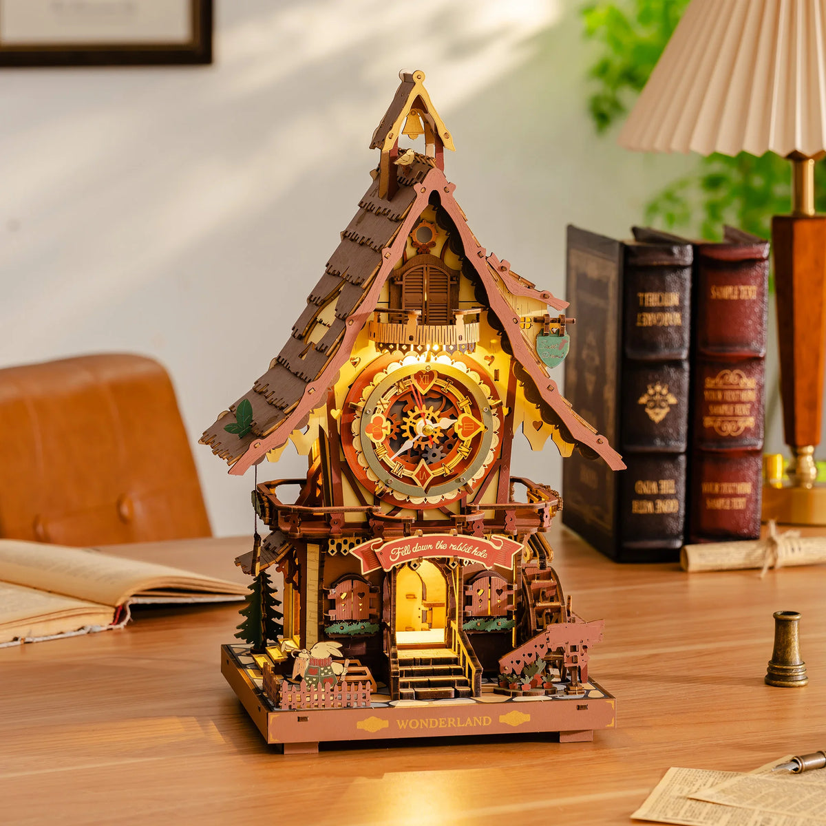 Wooden 3D Puzzle Cuckoo Clock Mechanical Model Building Kit