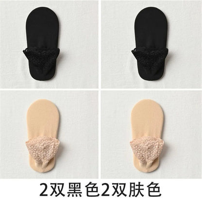 4 Pairs Casual Low Tube Lace Thermal Socks Women