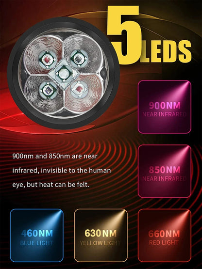 Blue & Red Light Therapy Device with 5 Wavelengths