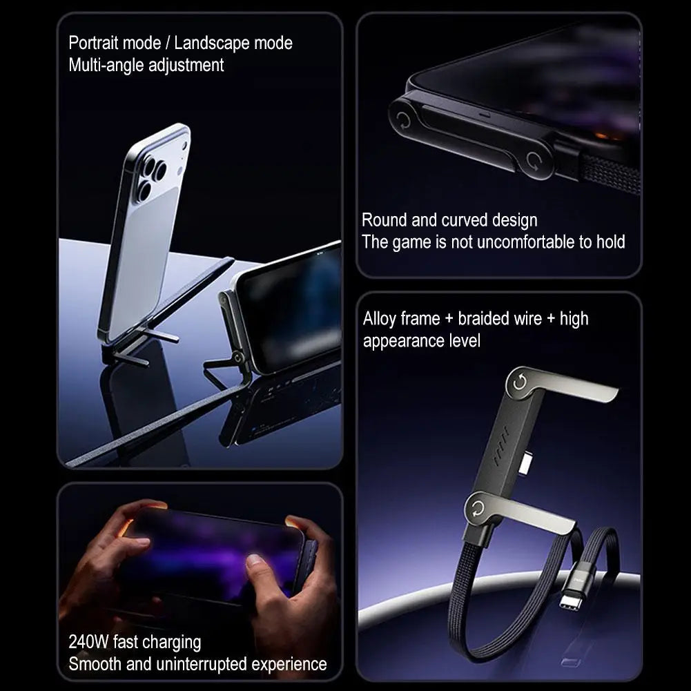Fast Charging Foldable Bracket Data Cable 2-in-1 Data Wire